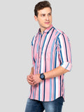 Paul Street Lycra Blend Stripes Full Sleeves Slim Fit Mens Casual Shirt