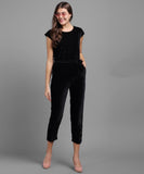 Women's Velvet Solid Jumpsuit