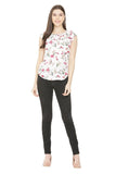 Women's Crepe Floral Print Cap Sleeves Top